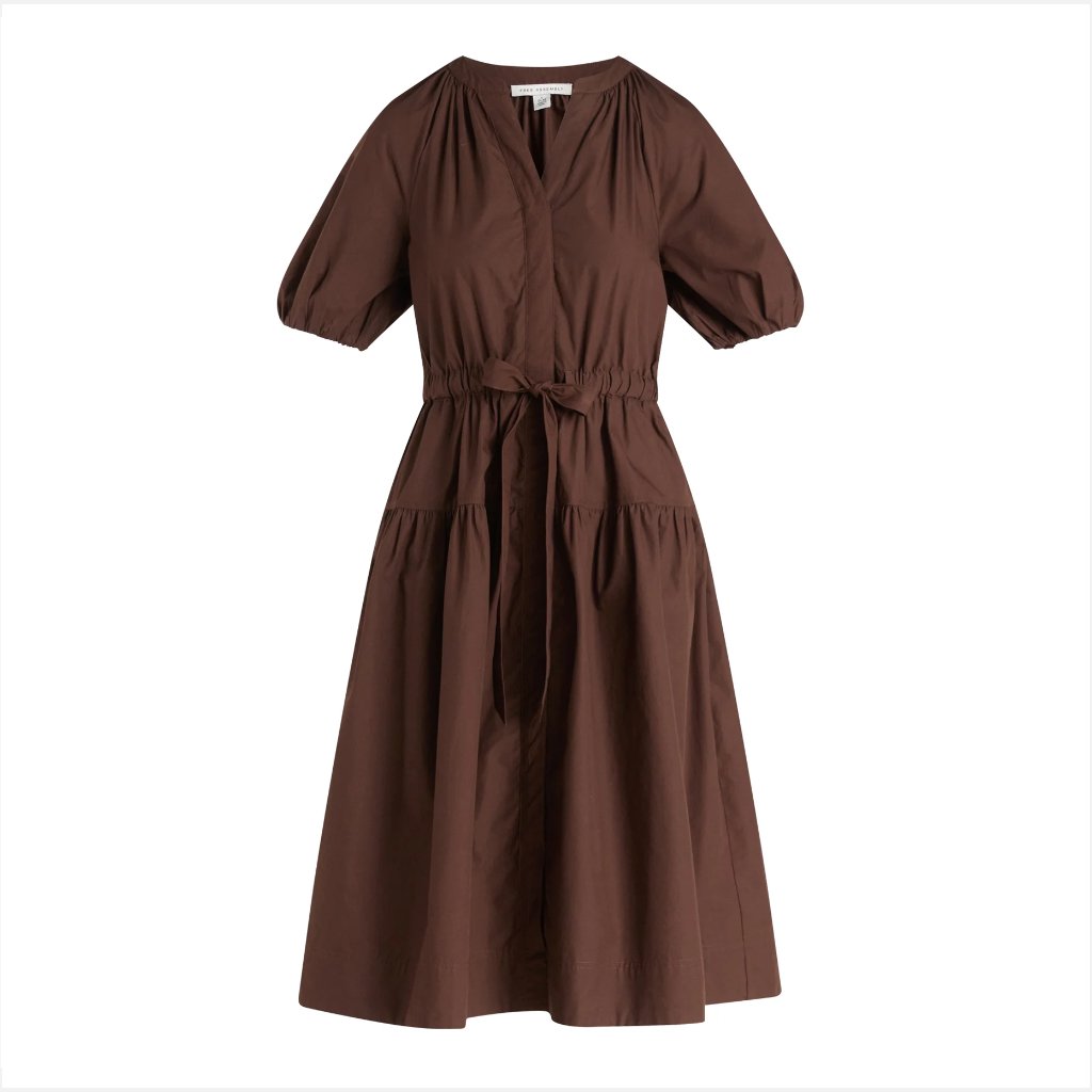 Brown Midi Tie-Waist Dress - Women